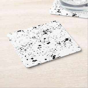 Posavasos Cuadrado De Papel Patrón de bandeja de pintura negra