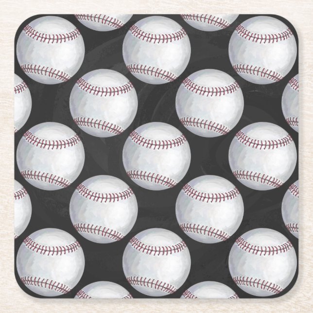 Posavasos Cuadrado De Papel Patrón de béisbol pintado (Anverso)