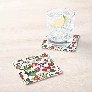 Posavasos Cuadrado De Papel Patrón de Bordado Húngaro Matyo
