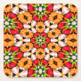 Posavasos Cuadrado De Papel Patrón de buquet de tulipanes