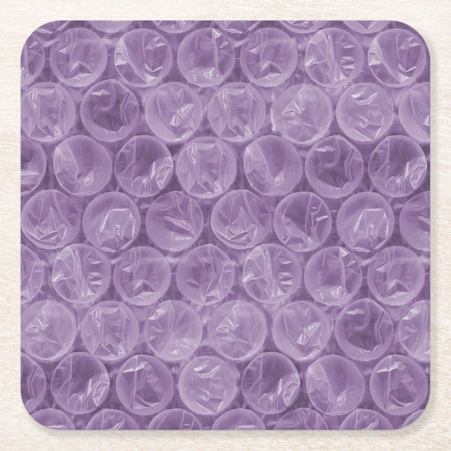 Posavasos Cuadrado De Papel patrón de burbujas moradas (Anverso)
