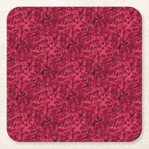 Posavasos Cuadrado De Papel Patrón de Camuflaje Rojo Rubor