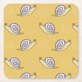 Posavasos Cuadrado De Papel Patrón de caracoles y remolinos ilustrados