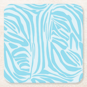 Posavasos Cuadrado De Papel Patrón de cebra azul