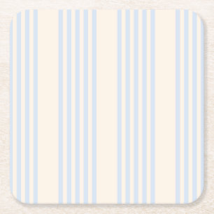 Posavasos Cuadrado De Papel Patrón de cinco rayas azul pálido y beige