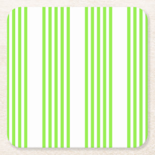 Posavasos Cuadrado De Papel Patrón de cinco rayas blanco y verde limón