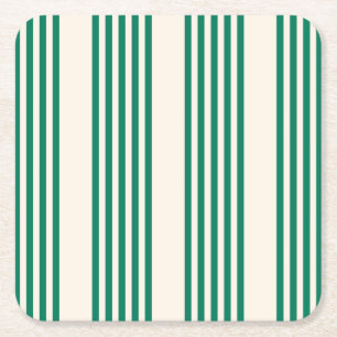 Posavasos Cuadrado De Papel Patrón de cinco rayas verde y beige de los bosques