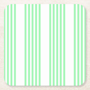 Posavasos Cuadrado De Papel Patrón de cinco rayas verdes y blancas