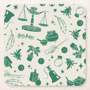 Posavasos Cuadrado De Papel Patrón de club de clase HOGWARTS™