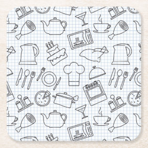 Posavasos Cuadrado De Papel Patrón de cocina 4