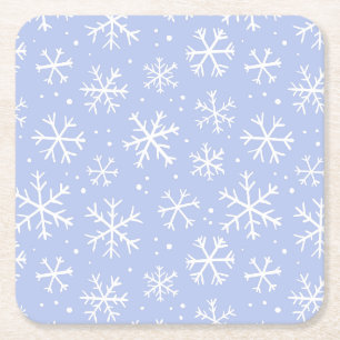 Posavasos Cuadrado De Papel Patrón de copo de nieve doodle – Navidad de invier