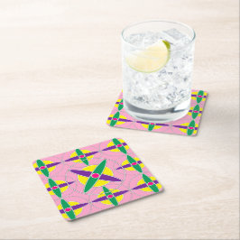 Posavasos Cuadrado De Papel Patrón de cruz geométrica de reproducción