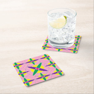 Posavasos Cuadrado De Papel Patrón de cruz geométrica de reproducción