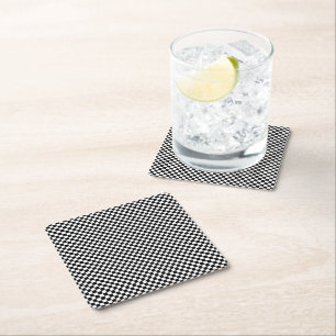 Posavasos Cuadrado De Papel Patrón de cuadros en blanco y negro