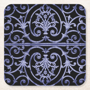 Posavasos Cuadrado De Papel Patrón de desplazamiento índigo