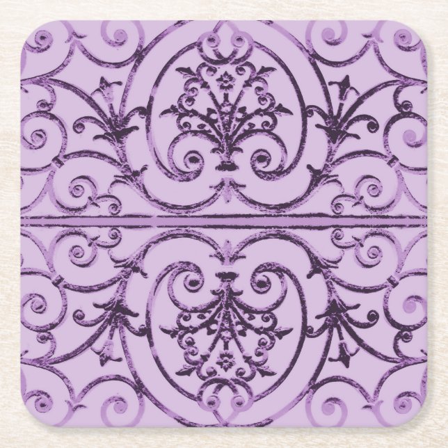 Posavasos Cuadrado De Papel Patrón de desplazamiento Lilac (Anverso)