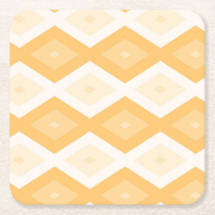 Posavasos Cuadrado De Papel Patrón de diamante amarillo