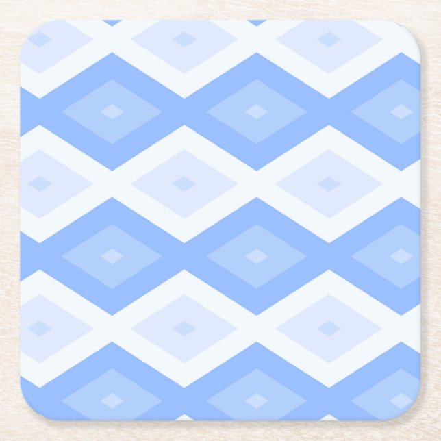 Posavasos Cuadrado De Papel Patrón de diamante azul pálido (Anverso)