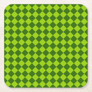 Posavasos Cuadrado De Papel Patrón de diamante de combinación verde de STaylor