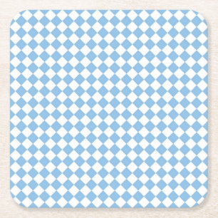 Posavasos Cuadrado De Papel Patrón de diamante de cuadros azules y blancos