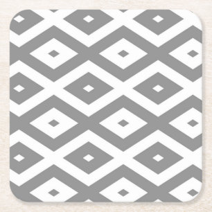 Posavasos Cuadrado De Papel Patrón de diamante gris y blanco