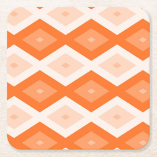 Posavasos Cuadrado De Papel patrón de diamante naranja