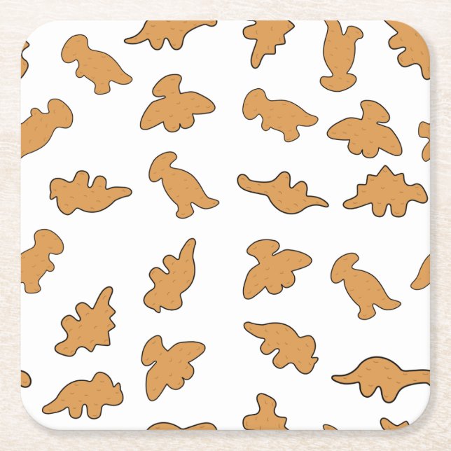 Posavasos Cuadrado De Papel Patrón de Dino Nuggets (Anverso)