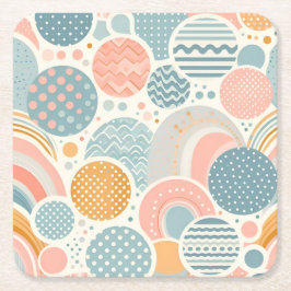 Posavasos Cuadrado De Papel Patrón de Doodle Geométrico Jugativo