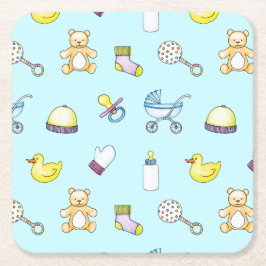 Posavasos Cuadrado De Papel Patrón de ducha de bebé