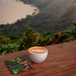 Posavasos Cuadrado De Papel Patrón de especias nombre personalizado negro