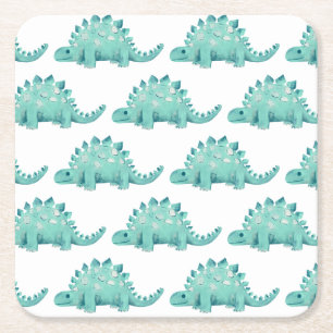 Posavasos Cuadrado De Papel Patrón de estegosaurio de dinosaurio