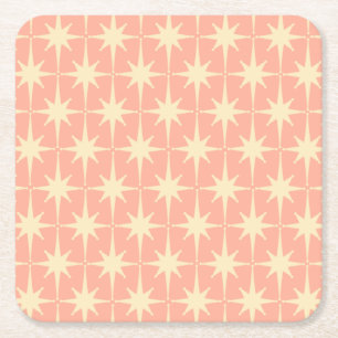 Posavasos Cuadrado De Papel Patrón de estrella atómica Rubor Retro Vintage 50s