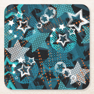 Posavasos Cuadrado De Papel Patrón de estrella de Grunge, diseño infantil jugu