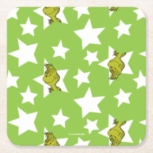 Posavasos Cuadrado De Papel Patrón de estrella indiscreta del Grinch