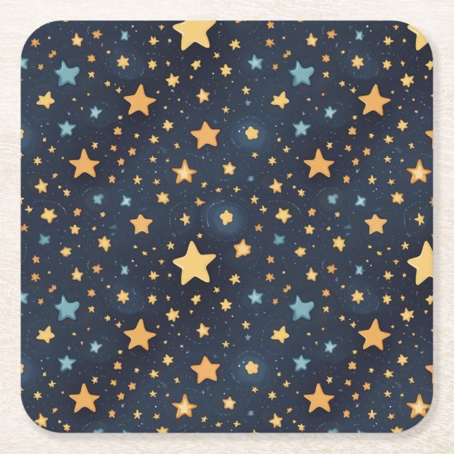 Posavasos Cuadrado De Papel Patrón de estrellas (Anverso)
