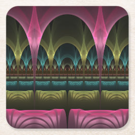 Posavasos Cuadrado De Papel Patrón de fantasía especial Resumen Fractal colori