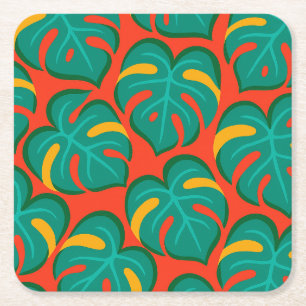 Posavasos Cuadrado De Papel Patrón de Fiesta Tropical