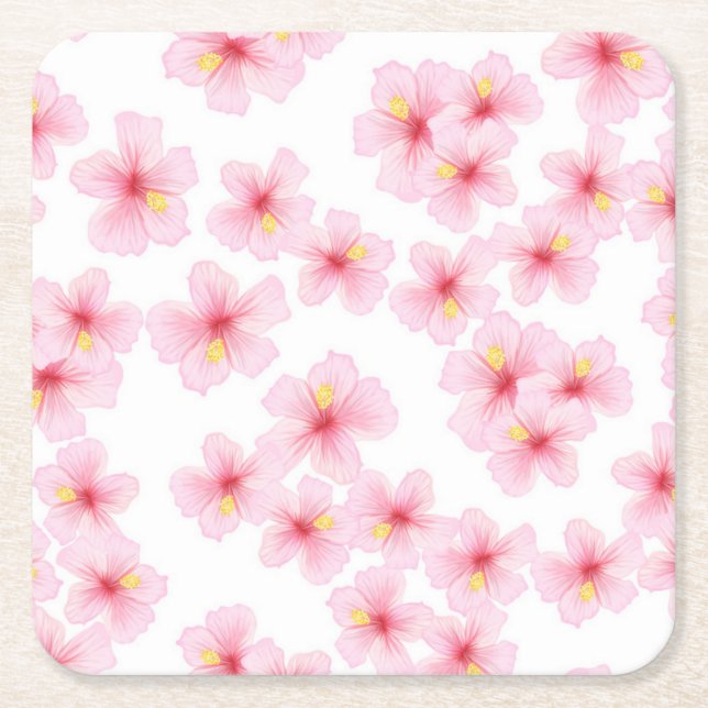 Posavasos Cuadrado De Papel Patrón de flor (Anverso)