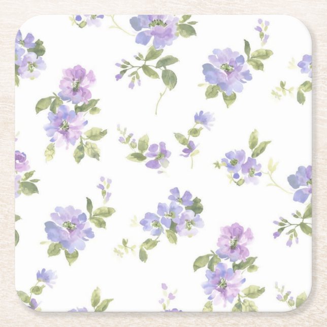Posavasos Cuadrado De Papel Patrón de flor (Anverso)