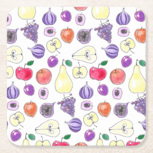 Posavasos Cuadrado De Papel Patrón de frutas