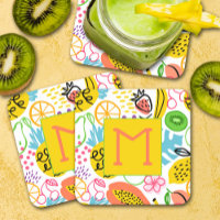 Patrón de frutas de verano pintado a mano