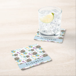 Posavasos Cuadrado De Papel Patrón De Gatos, Gatos Cutos, Gatitos, Tu Nombre