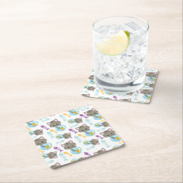 Posavasos Cuadrado De Papel Patrón de gatos, gatos, gatitos, peces