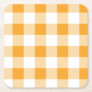 Posavasos Cuadrado De Papel Patrón de Gingham amarillo