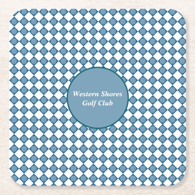 Posavasos Cuadrado De Papel Patrón de golf Argyle azul (Anverso)