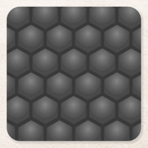 POSAVASOS CUADRADO DE PAPEL PATRÓN DE HEXAGÓN NEGRO