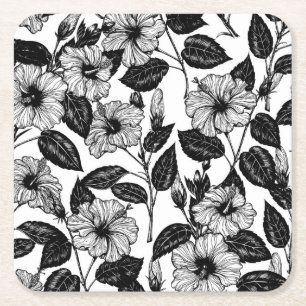 Posavasos Cuadrado De Papel Patrón de Hibiscus