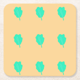 Posavasos Cuadrado De Papel Patrón de hoja turquesa equivalente