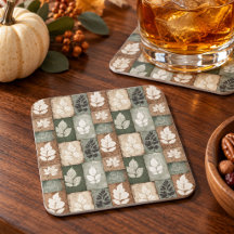 Patrón de hojas de otoño boho marrón terroso sage