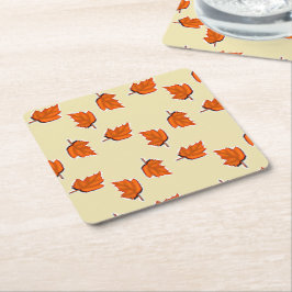 Posavasos Cuadrado De Papel Patrón de hojas secas marrones